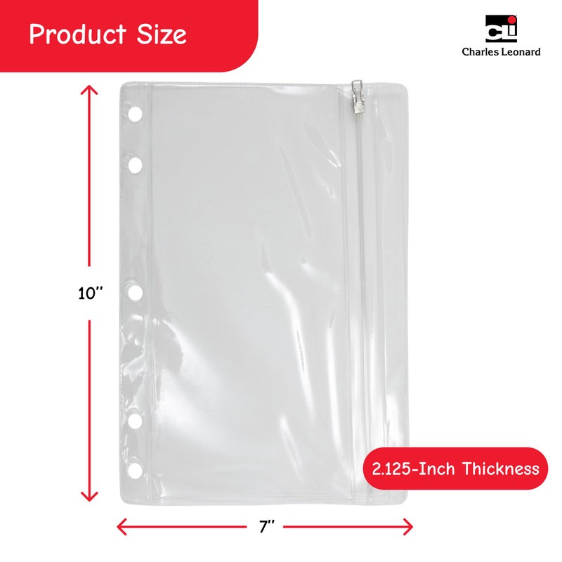 Charles Leonard Pencil Pouch for Binder, 1 Pocket with Zipper Closure, Clear Vinyl, 24-Pack (76380-ST) - Image 2